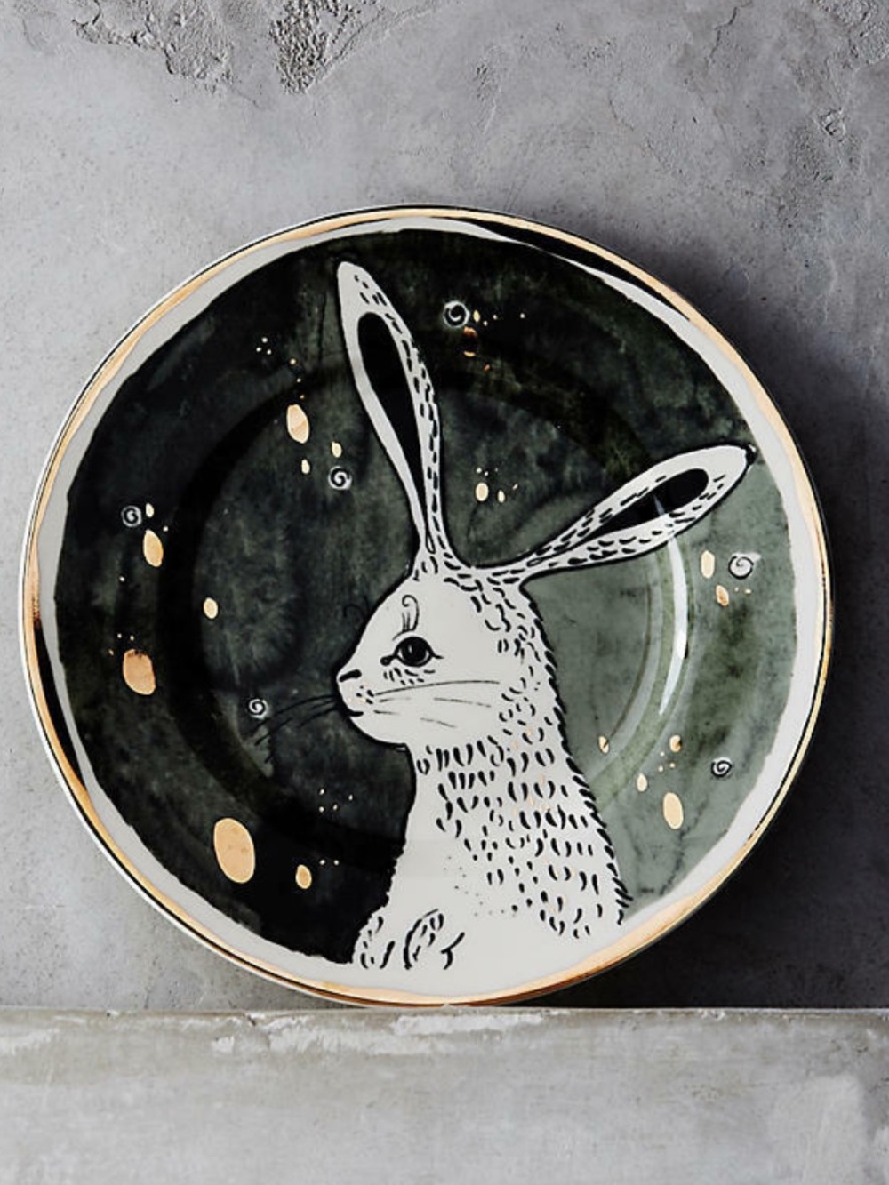 NWT Anthropologie moonlit Forest Dessert Plate - Rabbit